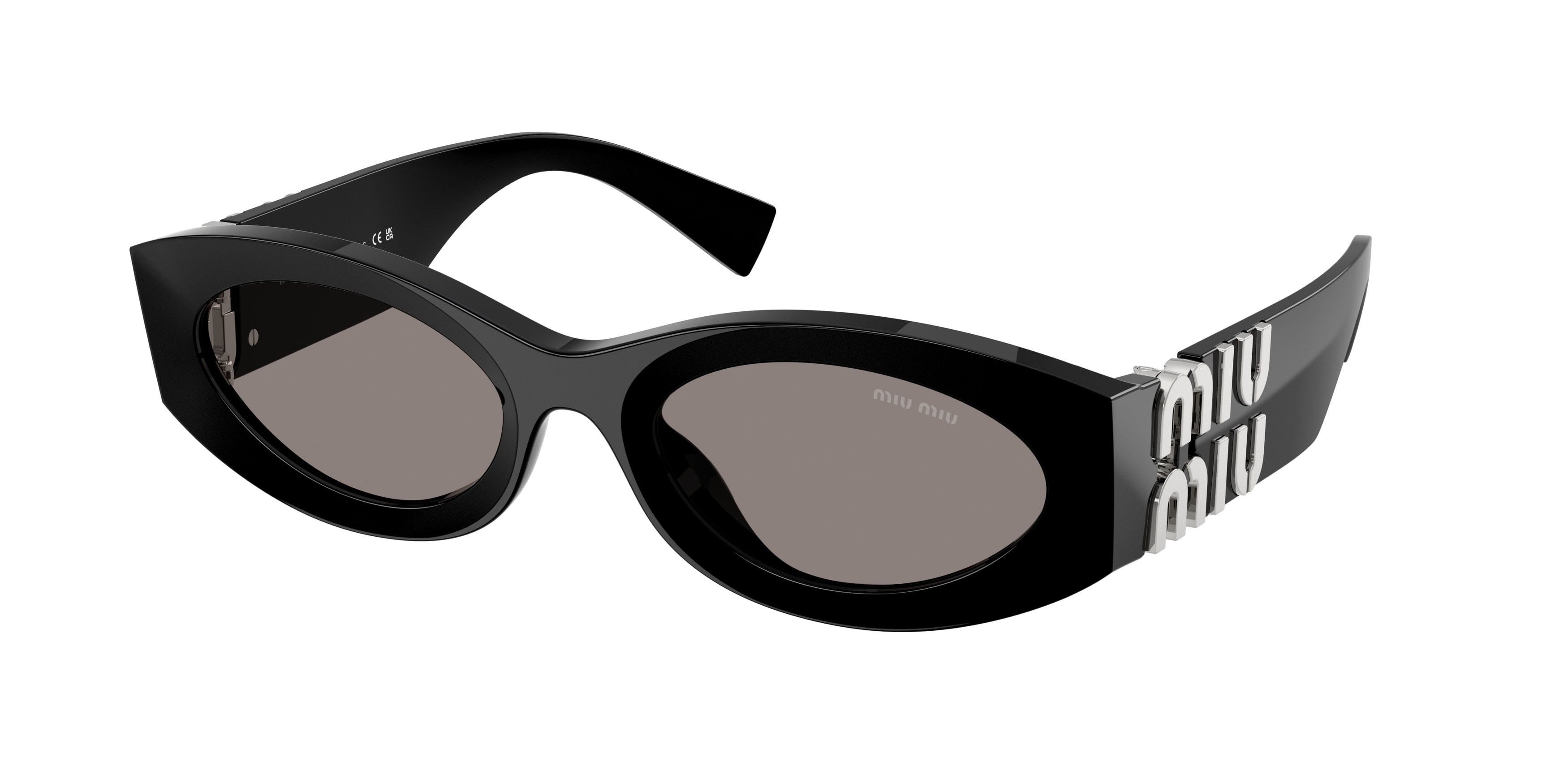 Occhiali da sole Miu  MU 11WS (16K80Q) colore nero forma ovale lenti grigio scuro