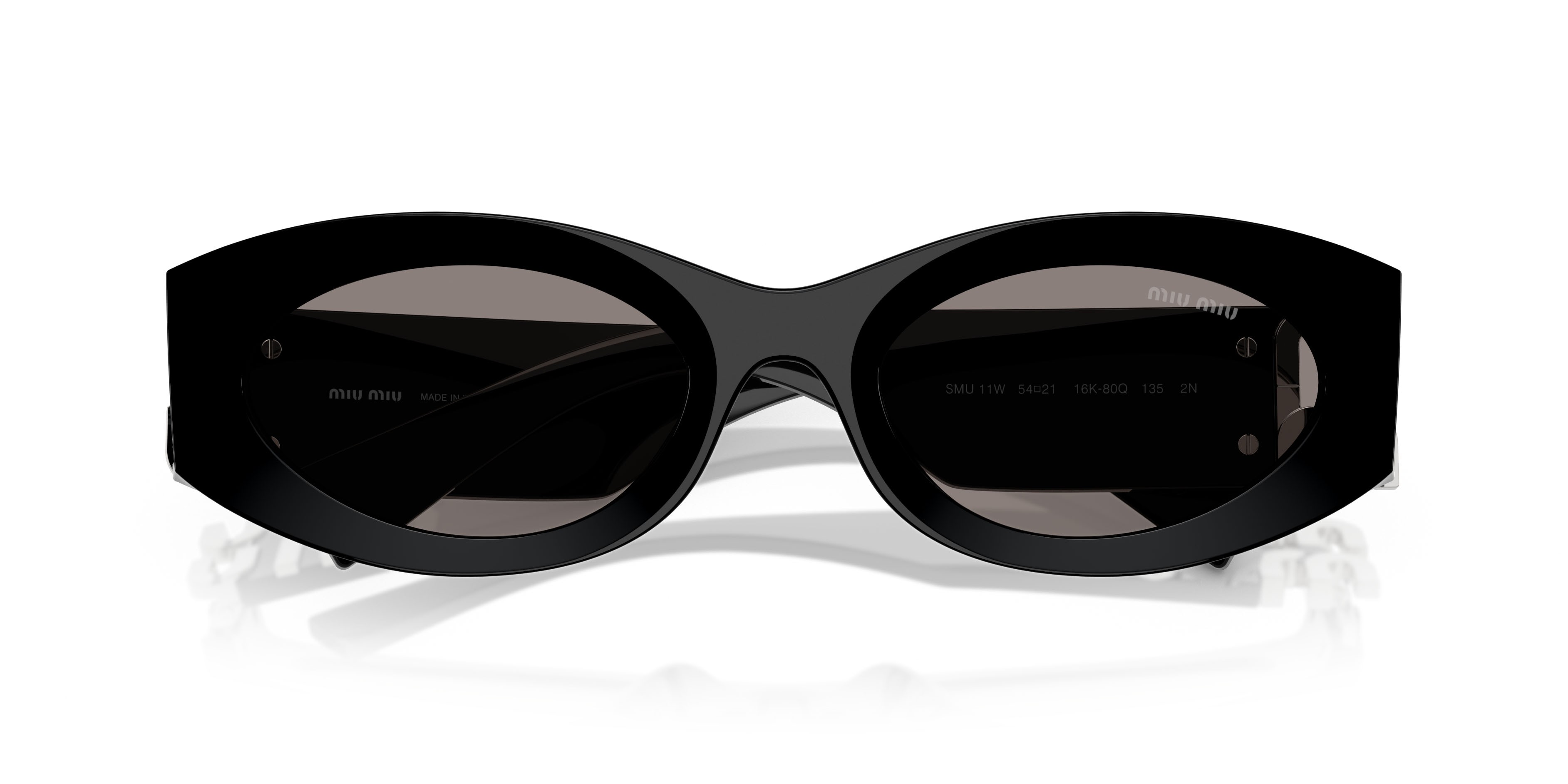 Occhiali da sole Miu  MU 11WS (16K80Q) colore nero forma ovale lenti grigio scuro