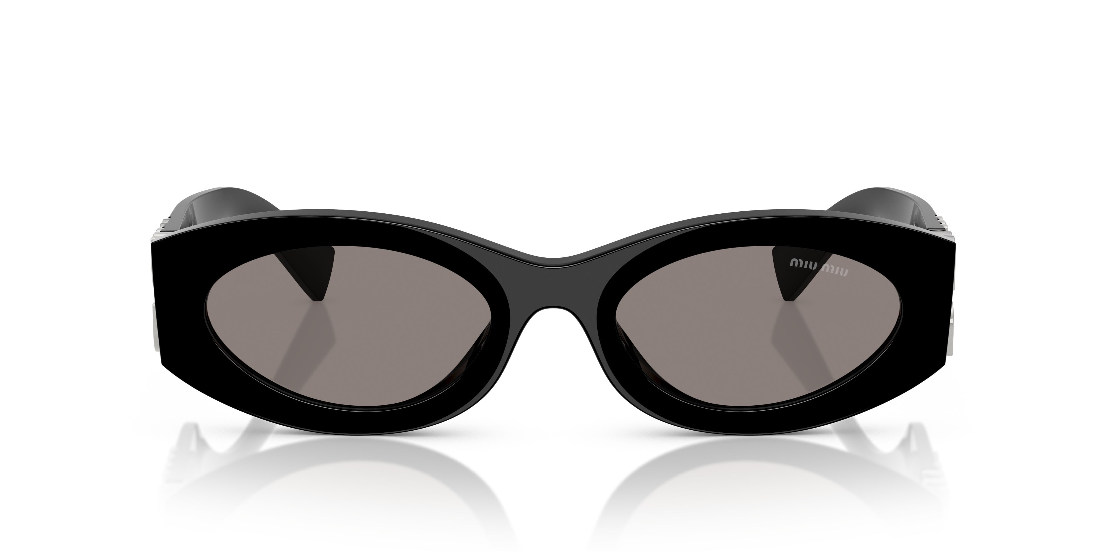 Occhiali da sole Miu  MU 11WS (16K80Q) colore nero forma ovale lenti grigio scuro