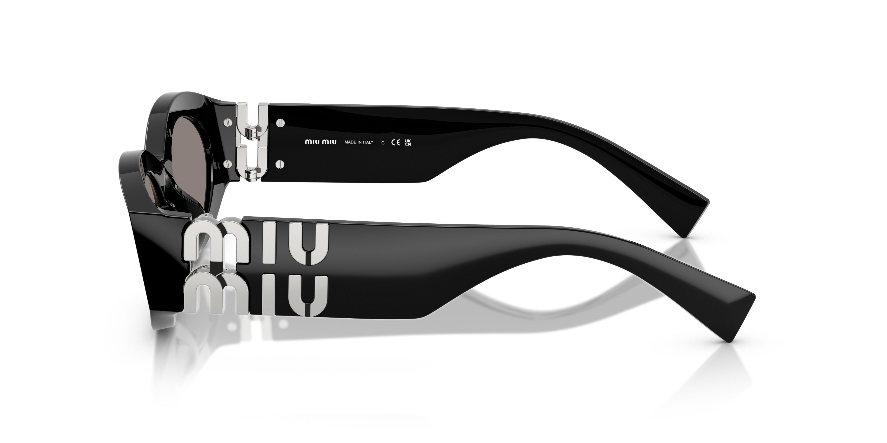 Occhiali da sole Miu  MU 11WS (16K80Q) colore nero forma ovale lenti grigio scuro