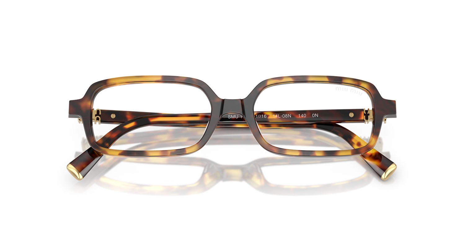 Occhiali da sole Miu Miu MU 11ZS (14L08N) colore havana miele forma rettangolare lenti trasparente con filtro anti luce blu