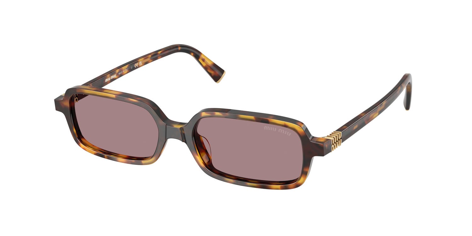 Sunglasses Miu Miu MU 11ZS (14L20I) color havana miele shape rectangle lenses viola chiaro/marrone