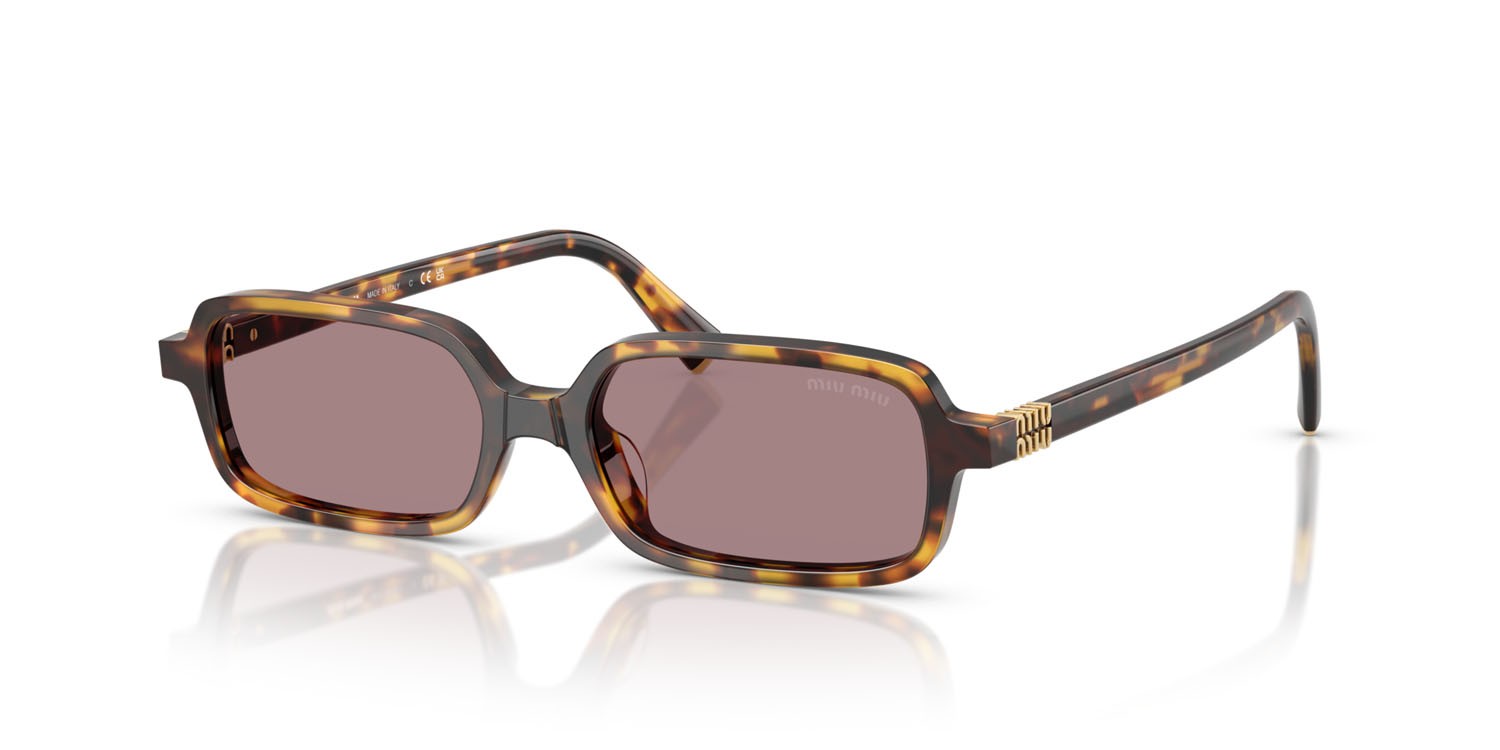 Sunglasses Miu Miu MU 11ZS (14L20I) color havana miele shape rectangle lenses viola chiaro/marrone