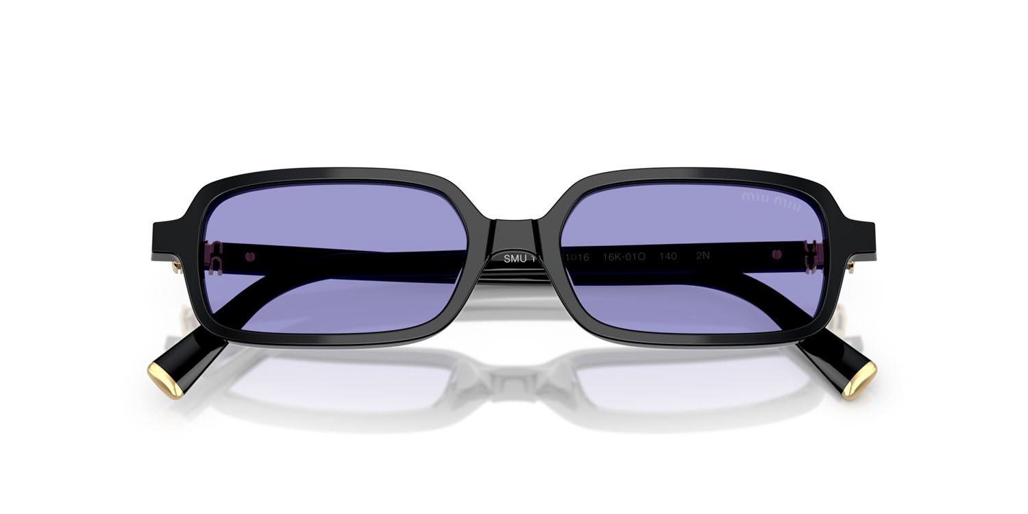 Sunglasses Miu Miu MU 11ZS (16K01O) color nero shape rectangle lenses viola