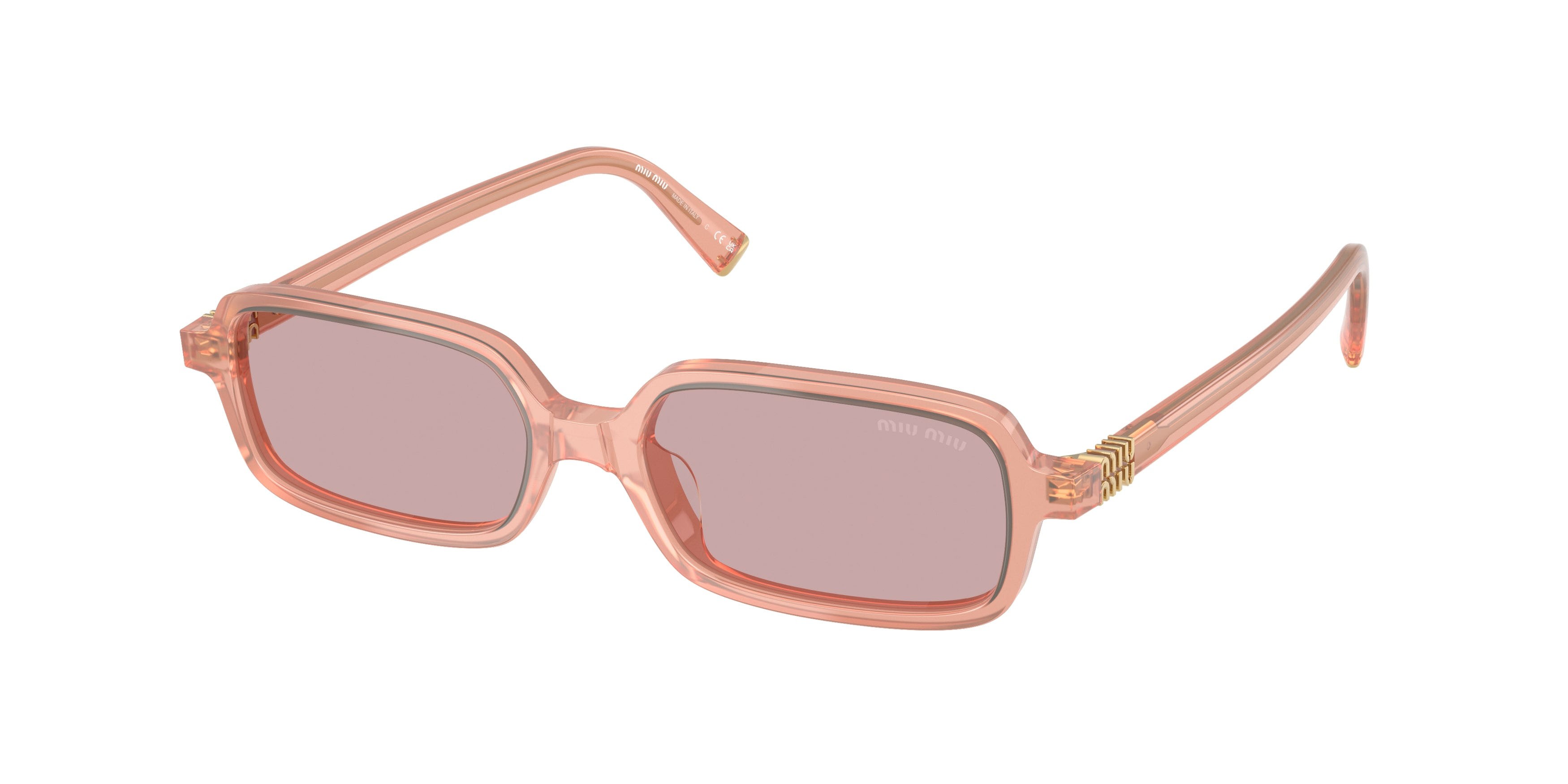 Occhiali da sole Miu Miu MU 11ZS (20I60V) colore rosa opalino forma rettangolare lenti rosa