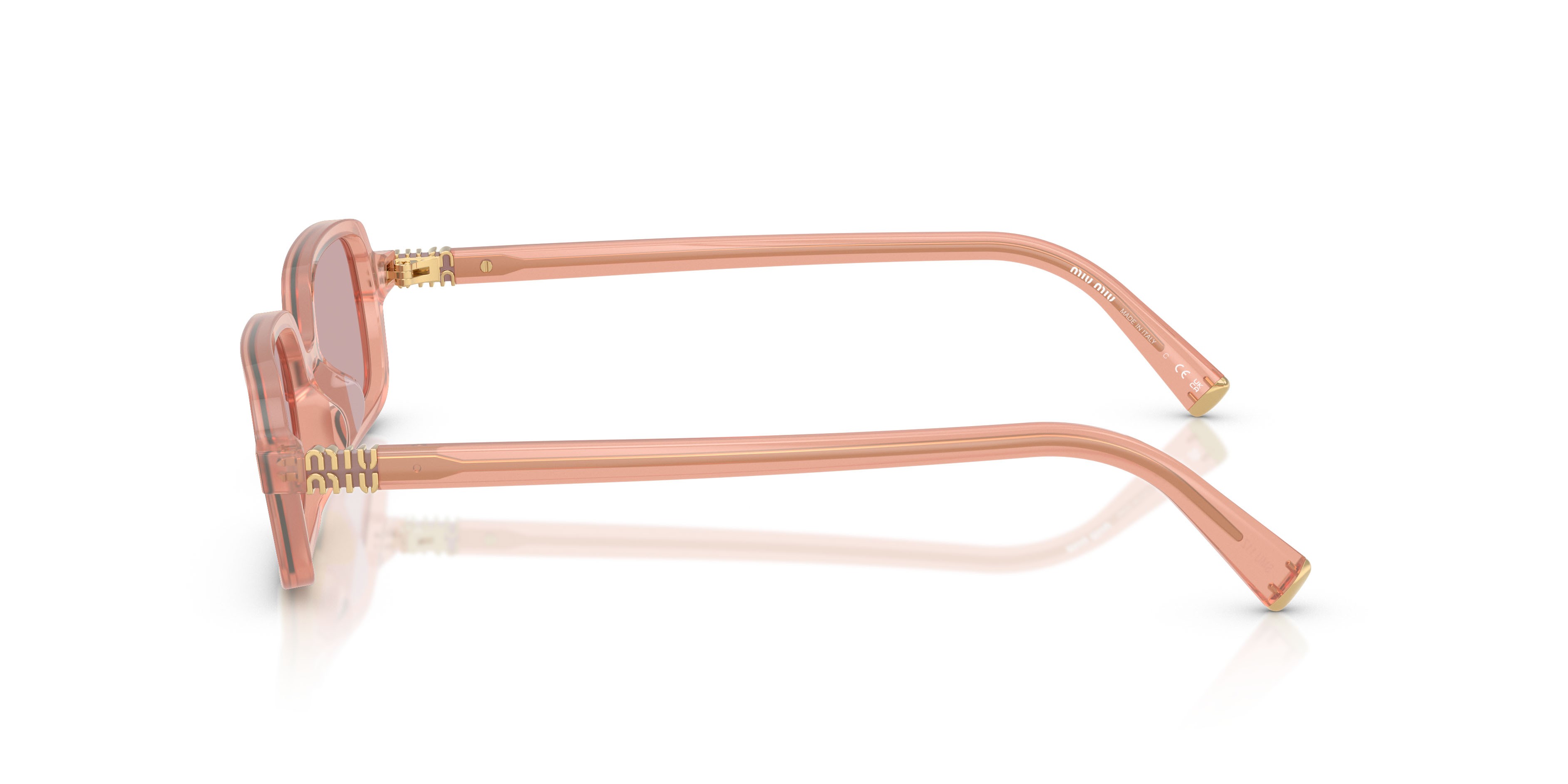 Occhiali da sole Miu Miu MU 11ZS (20I60V) colore rosa opalino forma rettangolare lenti rosa