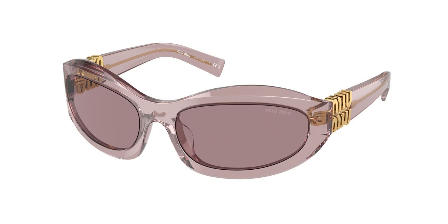 Occhiali da sole Miu Miu MU 14ZS (12W20I) colore mauve trasparent forma irregolare lenti viola chiaro/marrone