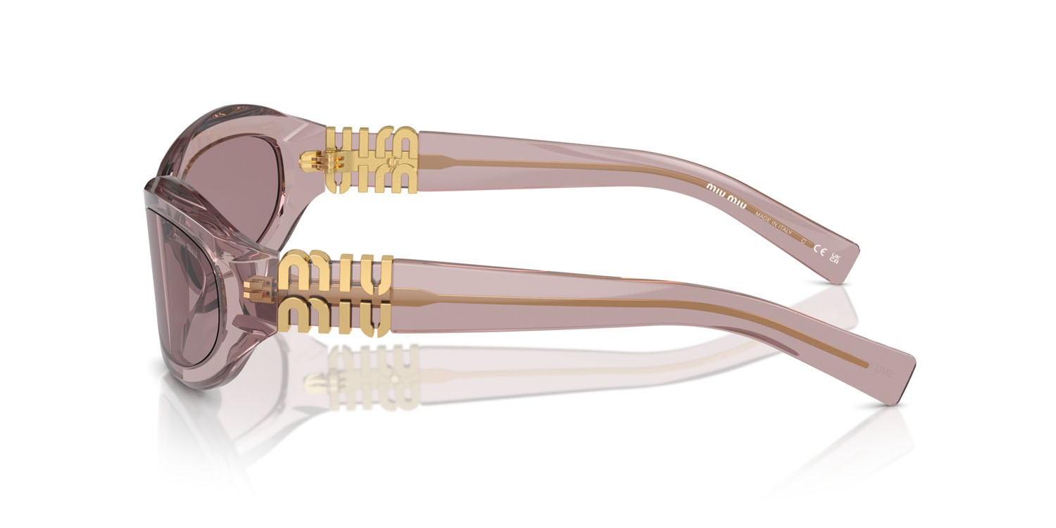 Occhiali da sole Miu Miu MU 14ZS (12W20I) colore mauve trasparent forma irregolare lenti viola chiaro/marrone
