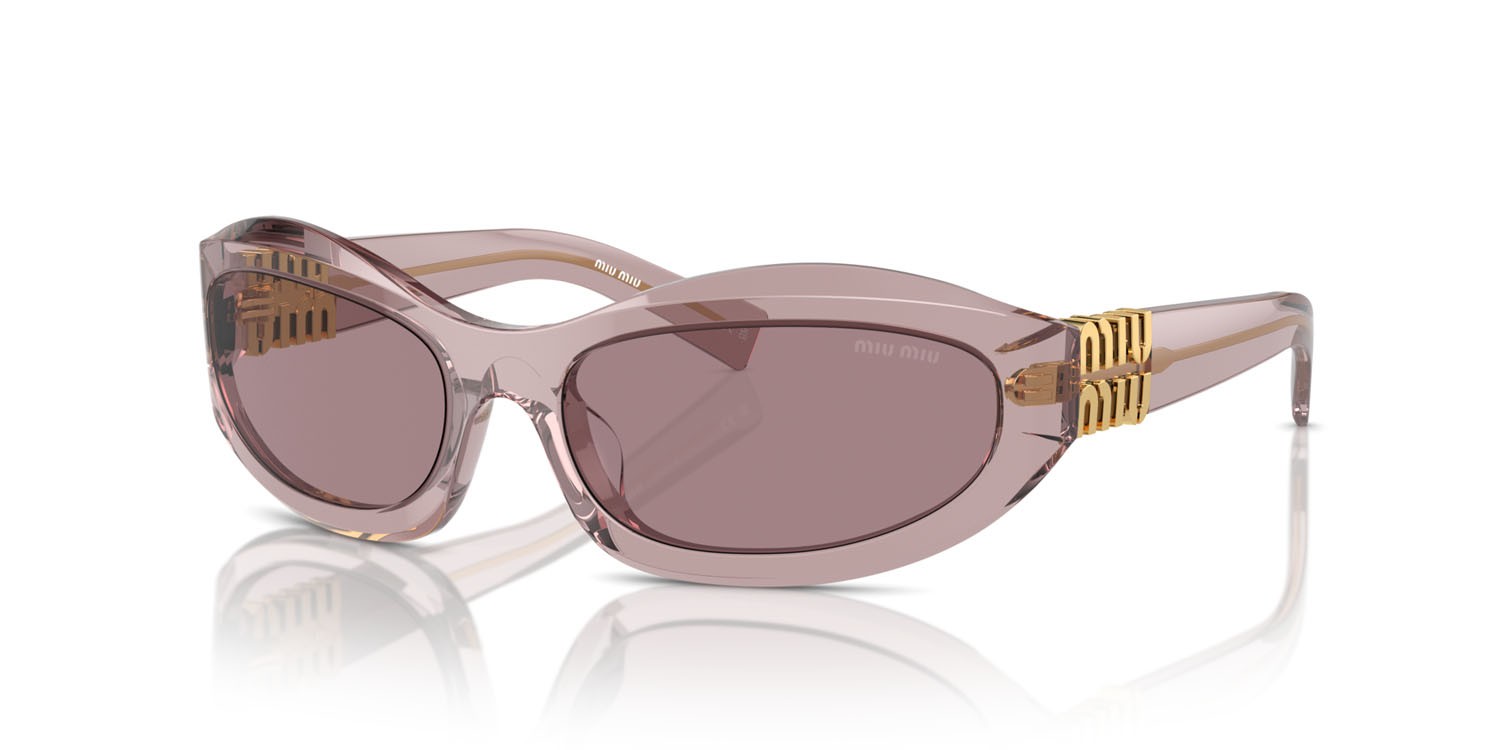 Occhiali da sole Miu Miu MU 14ZS (12W20I) colore mauve trasparent forma irregolare lenti viola chiaro/marrone