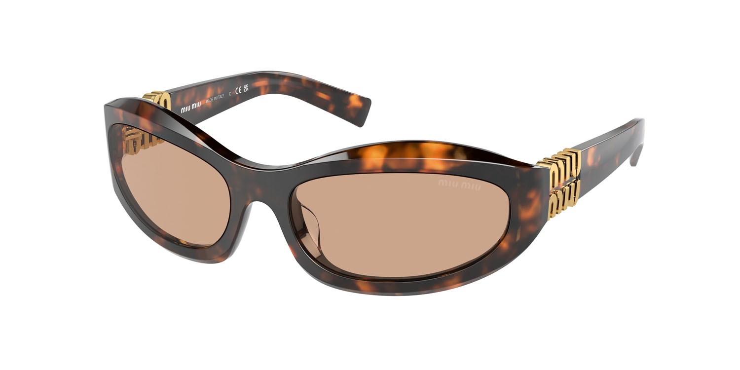 Occhiali da sole Miu Miu MU 14ZS (14L90H) colore havana miele forma irregolare lenti marrone scuro
