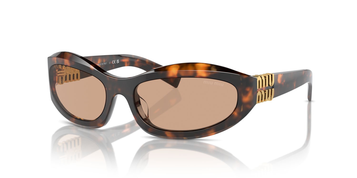 Occhiali da sole Miu Miu MU 14ZS (14L90H) colore havana miele forma irregolare lenti marrone scuro