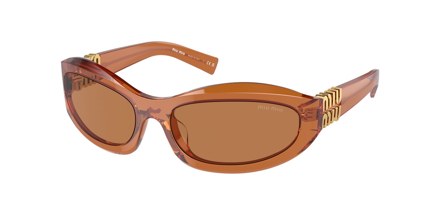 Occhiali da sole Miu Miu MU 14ZS (15T10I) colore caramel trasparent forma irregolare lenti marrone