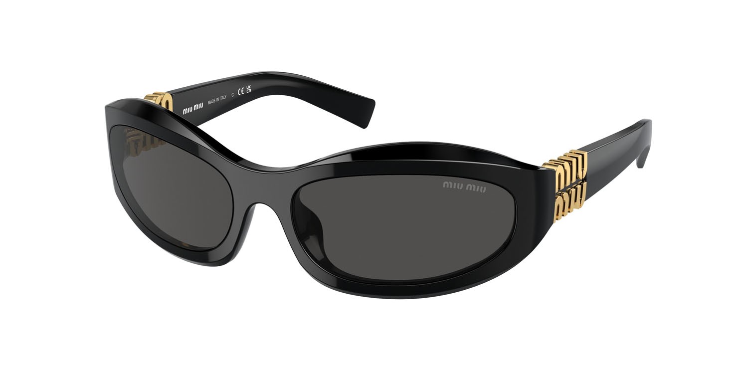Occhiali da sole Miu Miu MU 14ZS (16K08Z) colore nero forma irregolare lenti grigio scuro