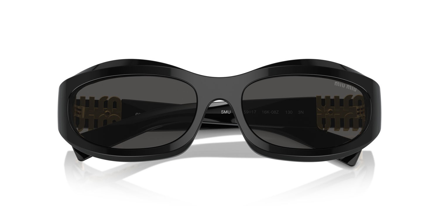 Occhiali da sole Miu Miu MU 14ZS (16K08Z) colore nero forma irregolare lenti grigio scuro