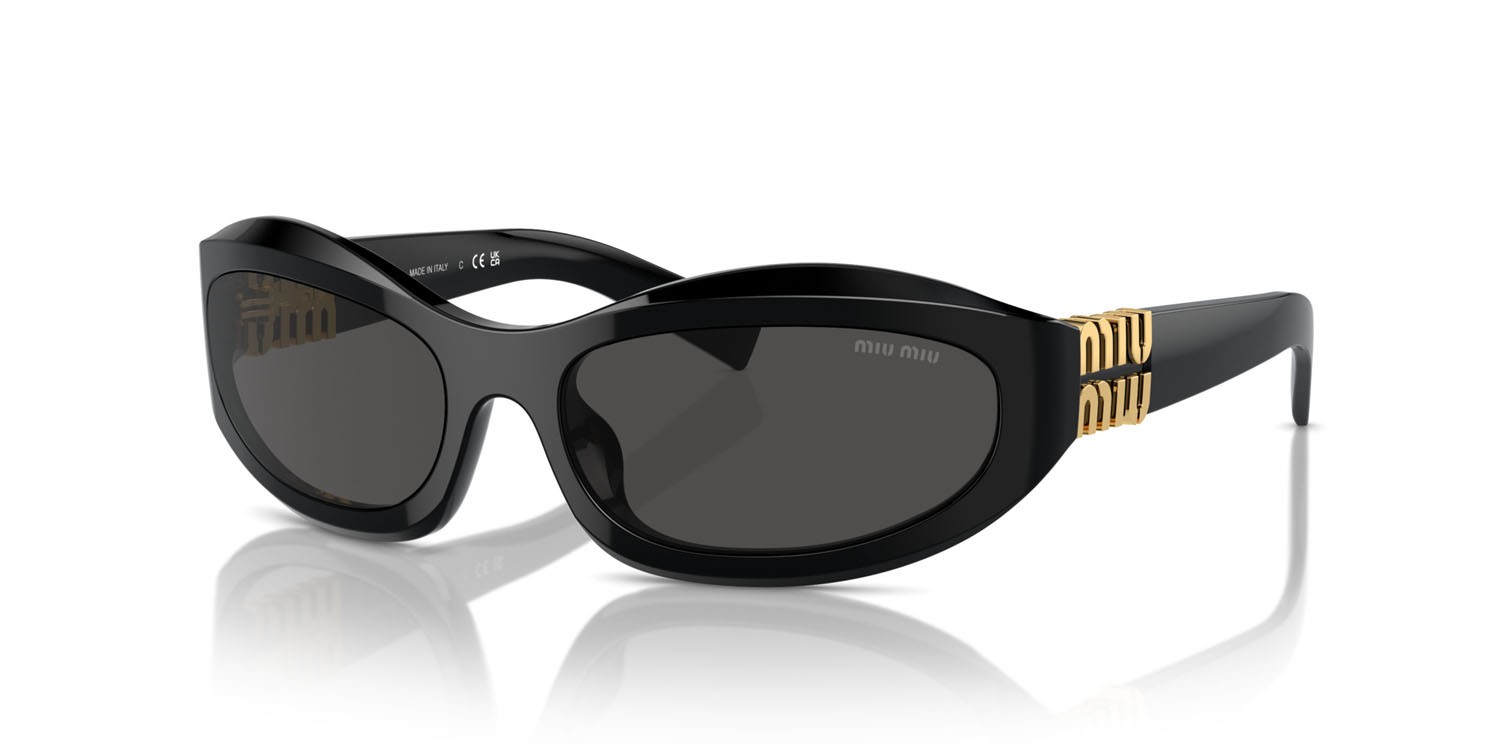 Occhiali da sole Miu Miu MU 14ZS (16K08Z) colore nero forma irregolare lenti grigio scuro