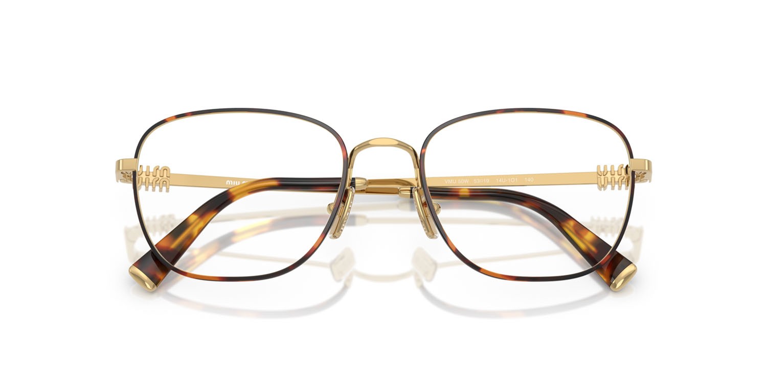 Eyeglasses Miu Miu MU 50WV (14U1O1) color havana miele shape square lenses lente demo