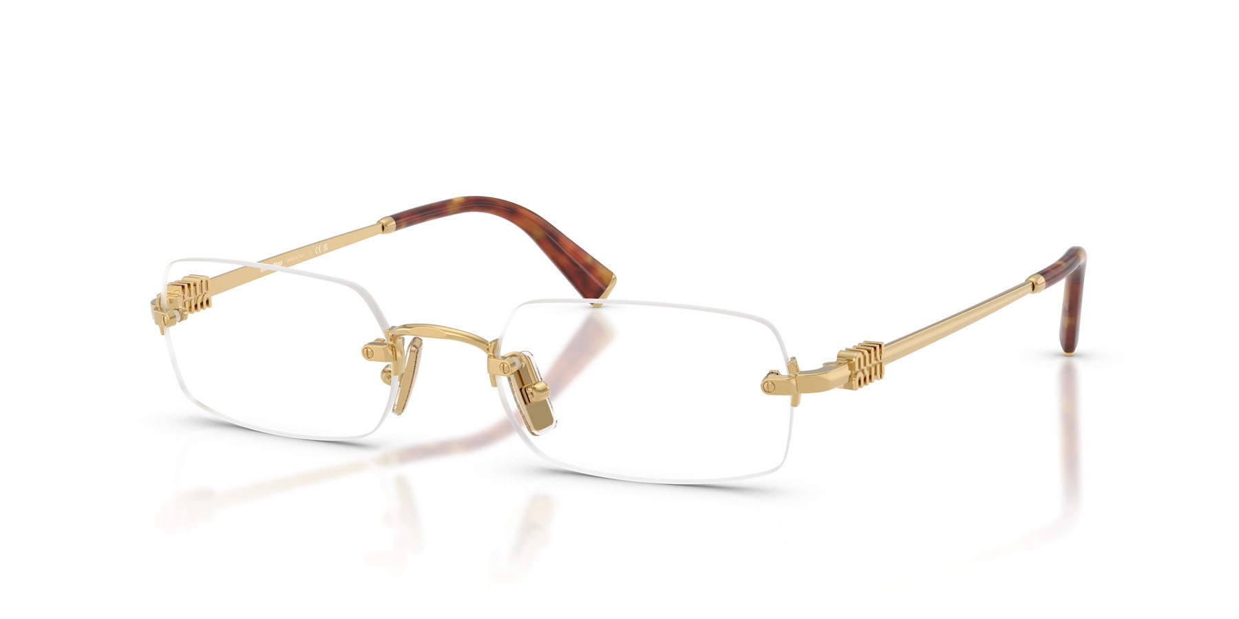 Eyeglasses Miu Miu MU 50YV (5AK1O1) color oro shape rectangle lenses trasparente