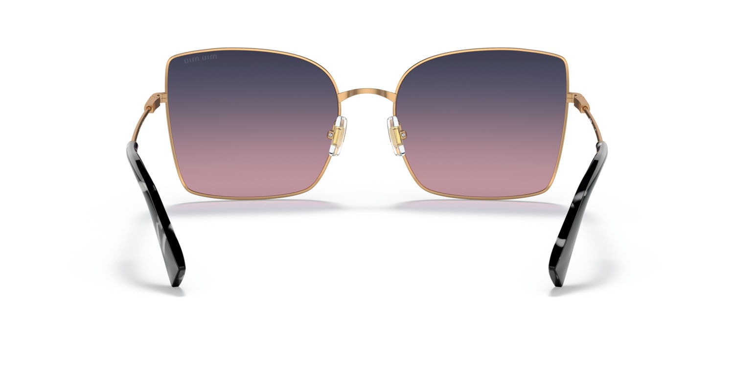 Sonnenbrillen Miu Miu MU 51WS (7OE06N) farbe oro antico form schmetterling gläser rosa sfumato blu