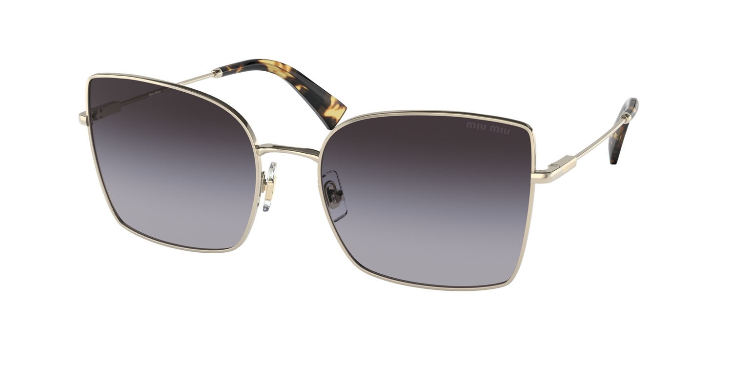 Sonnenbrillen Miu Miu MU 51WS (ZVN5D1) farbe oro pallido form schmetterling gläser sfumato grigio