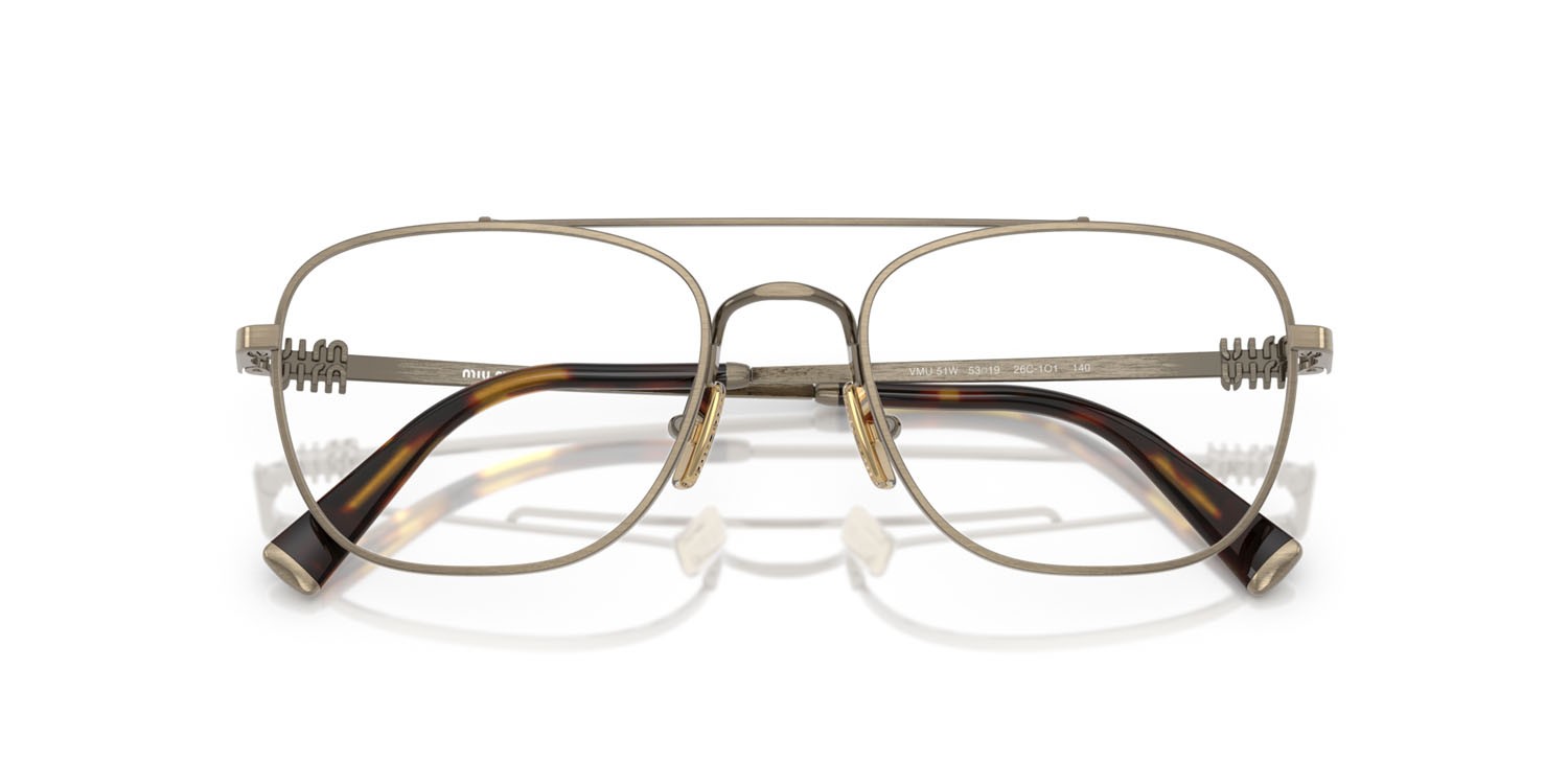 Eyeglasses Miu Miu MU 51WV (26C1O1) color old gold shape square lenses lente demo