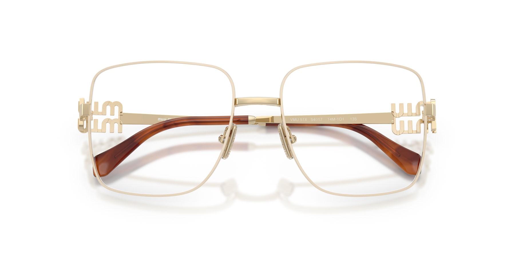 Eyeglasses Miu Miu MU 51XV (14M1O1) color beige shape square lenses lente demo