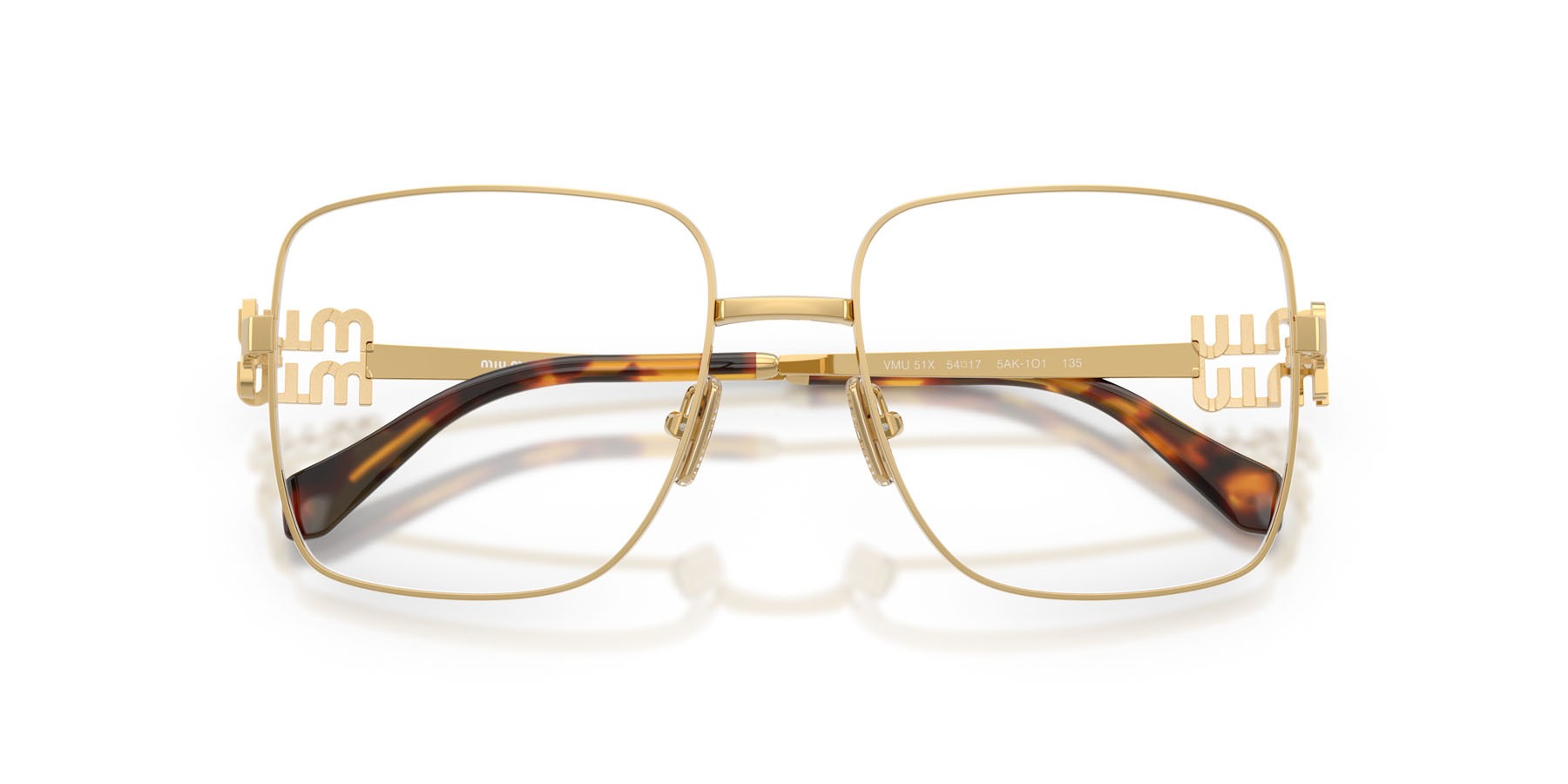 Occhiali da vista Miu Miu MU 51XV (5AK1O1) colore oro forma quadrato lenti lente demo