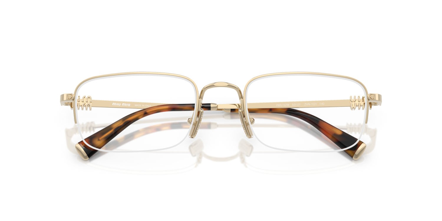 Eyeglasses Miu Miu MU 52WV (ZVN1O1) color oro pallido shape rectangle lenses lente demo