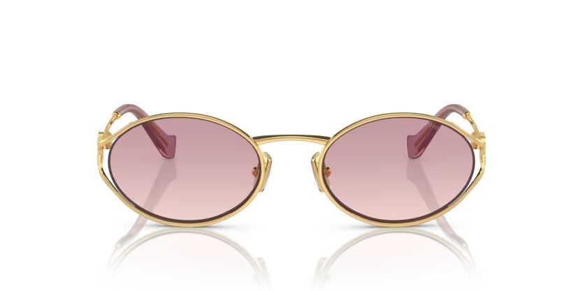 Occhiali da sole Miu Miu MU 52YS (5AK06S) colore oro forma ovale lenti marrone sfumato violetto