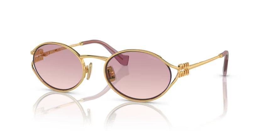 Occhiali da sole Miu Miu MU 52YS (5AK06S) colore oro forma ovale lenti marrone sfumato violetto