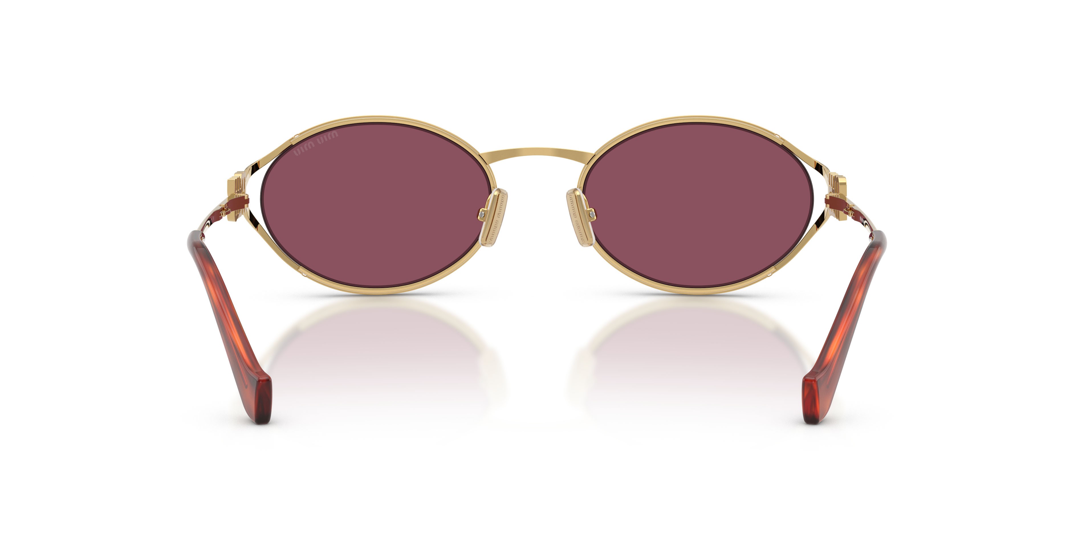 Occhiali da sole Miu Miu MU 52YS (5AK20Y) colore oro forma ovale lenti violetto scuro