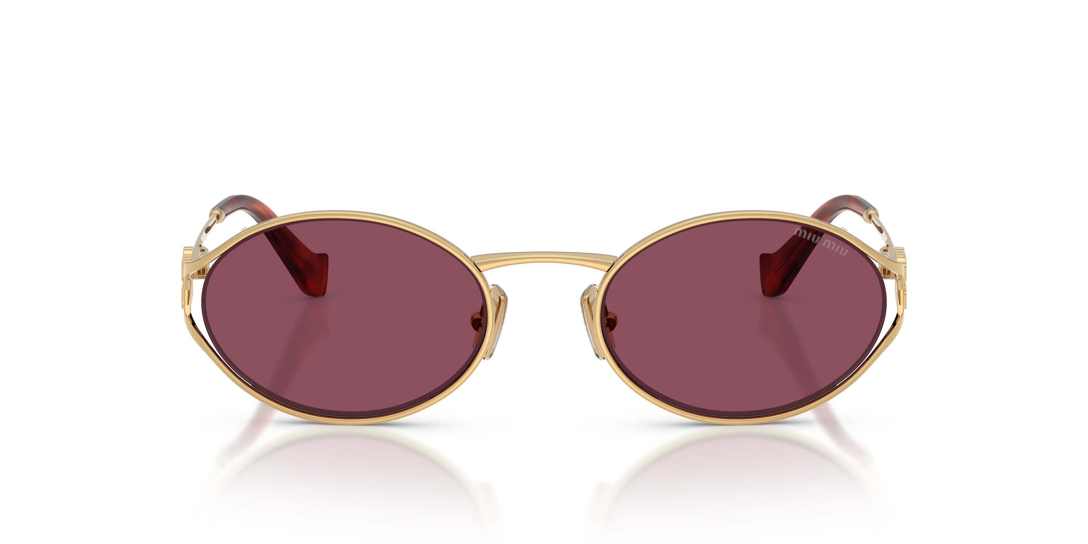 Occhiali da sole Miu Miu MU 52YS (5AK20Y) colore oro forma ovale lenti violetto scuro