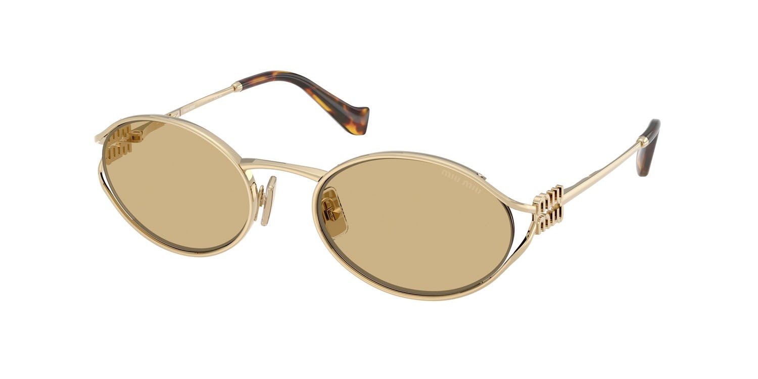 Occhiali da sole Miu Miu MU 52YS (ZVN10R) colore oro pallido forma ovale lenti giallo