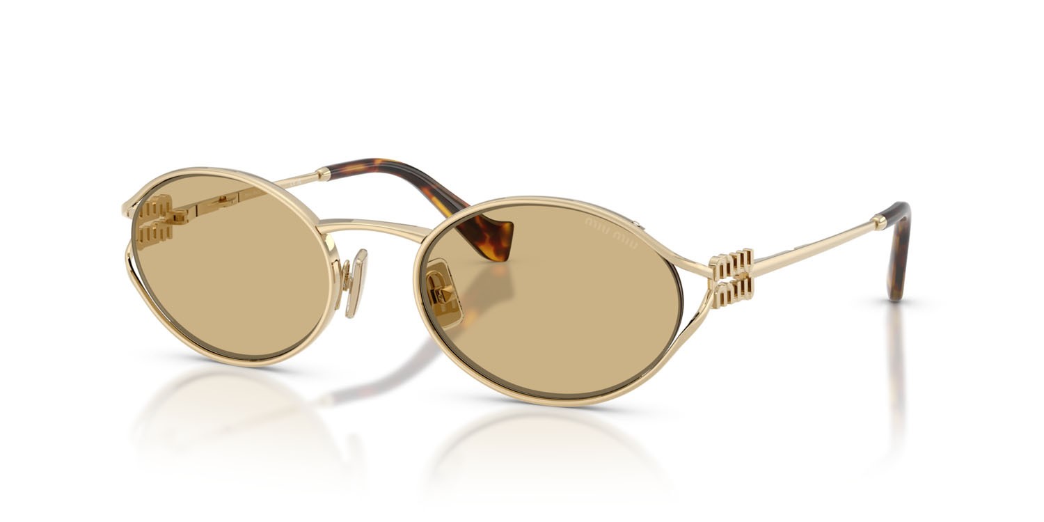 Occhiali da sole Miu Miu MU 52YS (ZVN10R) colore oro pallido forma ovale lenti giallo