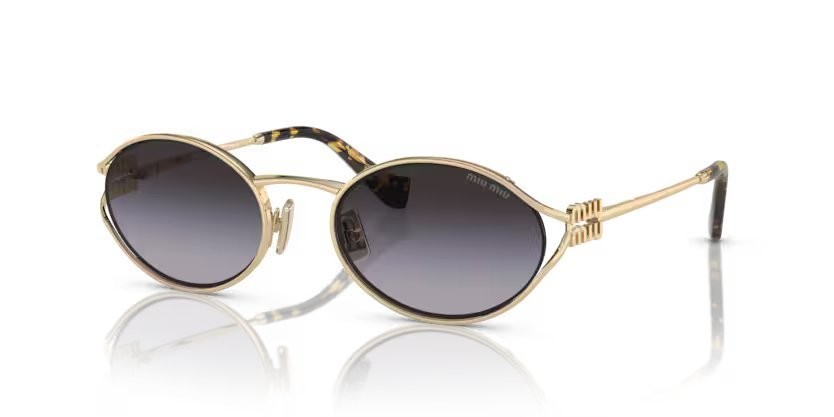 Sonnenbrillen Miu Miu MU 52YS (ZVN5D1) farbe oro pallido form oval gläser sfumato grigio