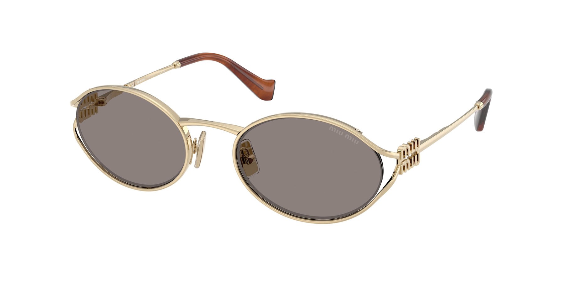 Occhiali da sole Miu Miu MU 52YS (ZVN80Q) colore oro pallido forma ovale lenti grigio scuro