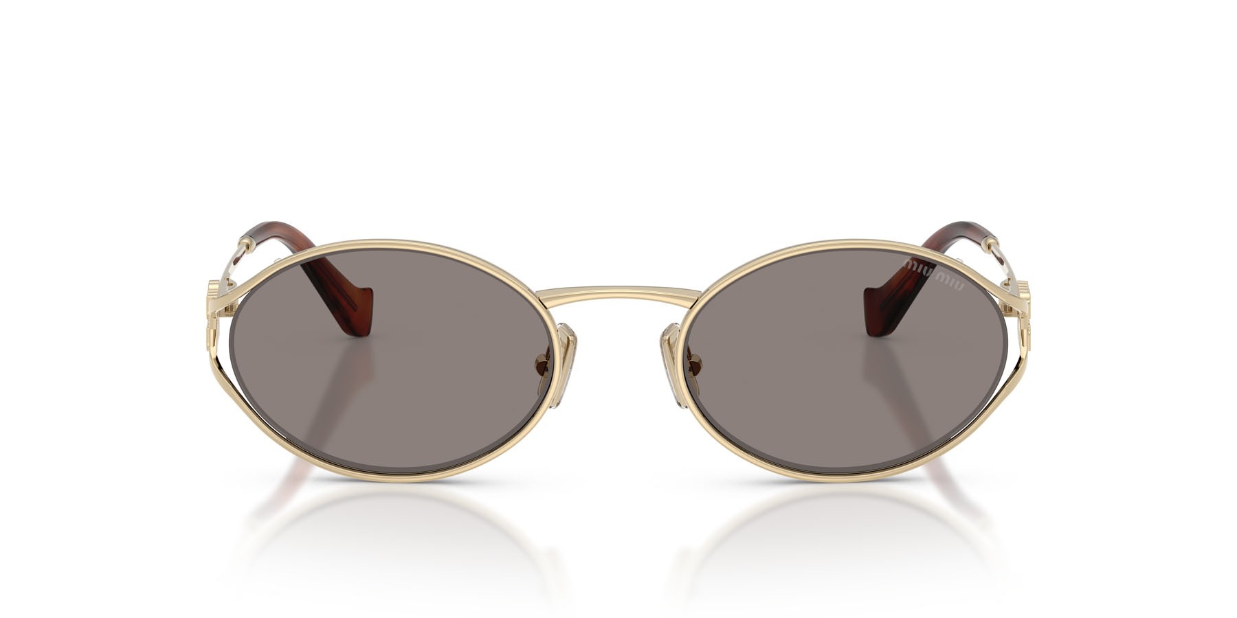 Occhiali da sole Miu Miu MU 52YS (ZVN80Q) colore oro pallido forma ovale lenti grigio scuro