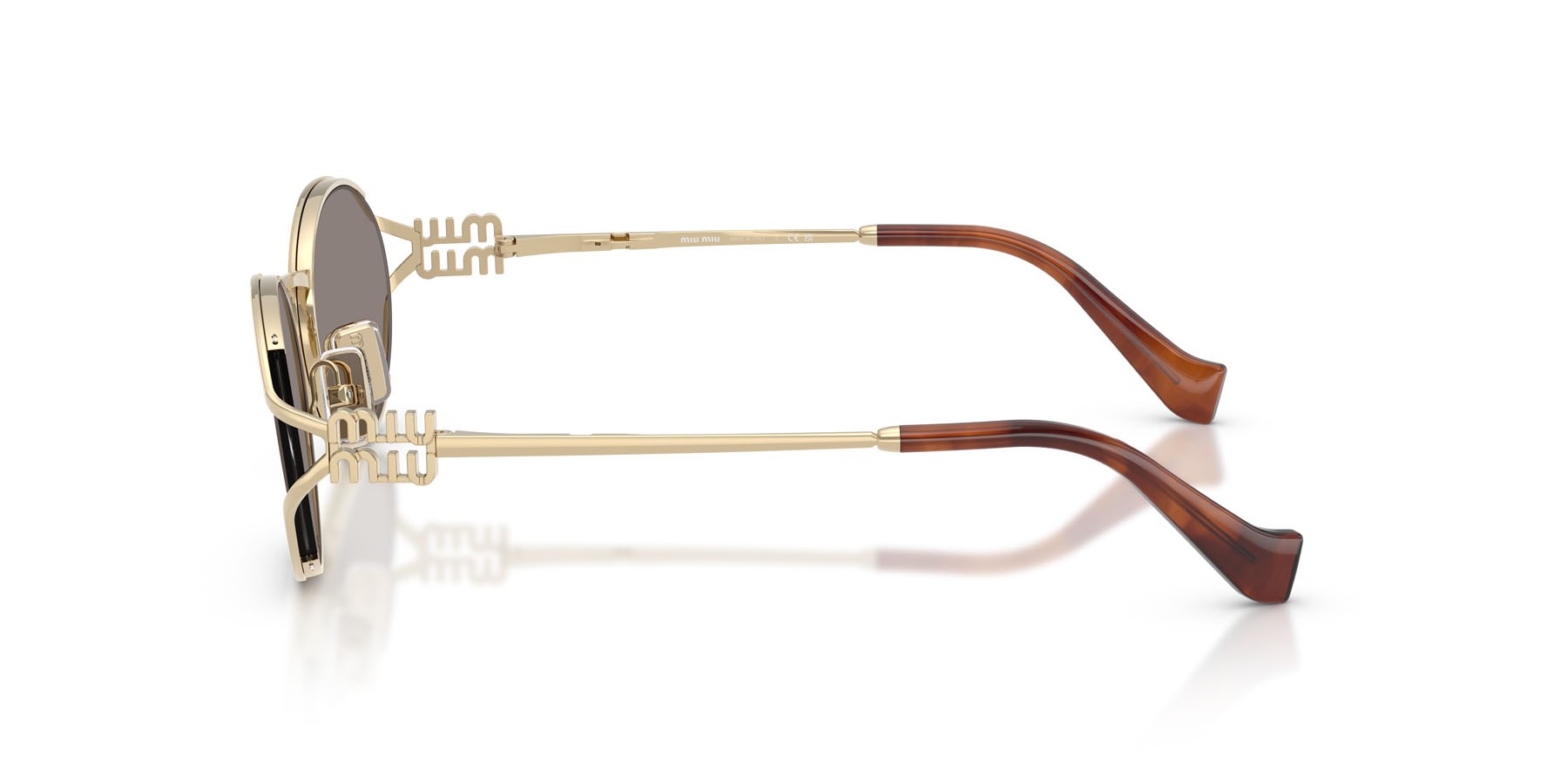 Occhiali da sole Miu Miu MU 52YS (ZVN80Q) colore oro pallido forma ovale lenti grigio scuro