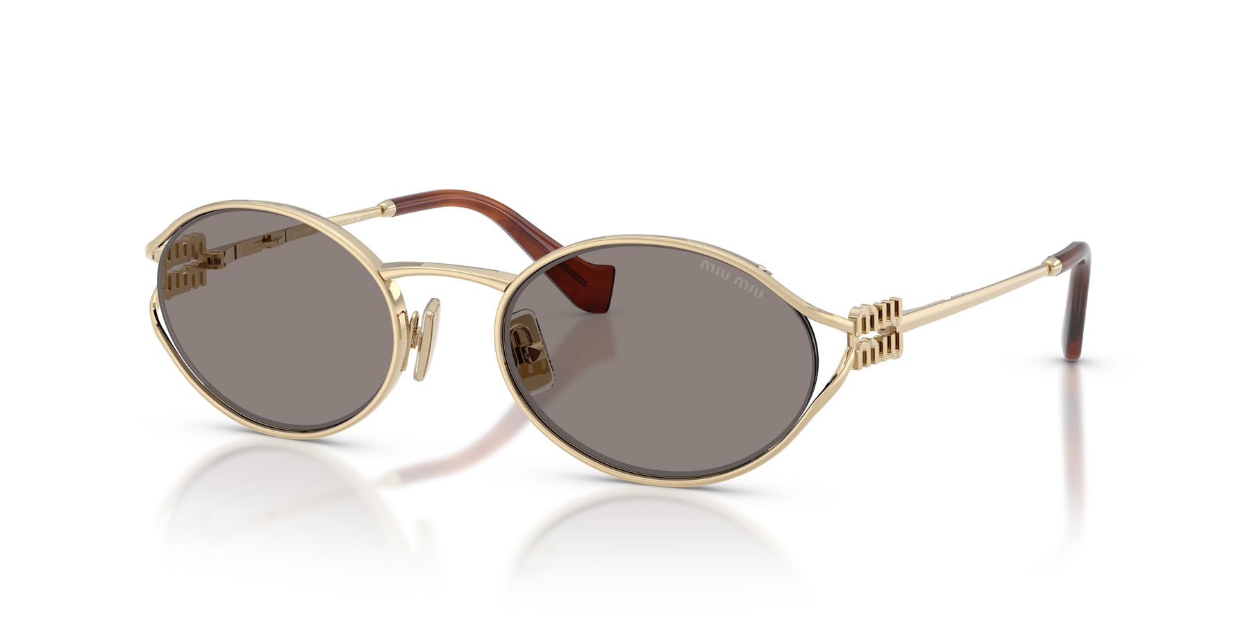 Occhiali da sole Miu Miu MU 52YS (ZVN80Q) colore oro pallido forma ovale lenti grigio scuro
