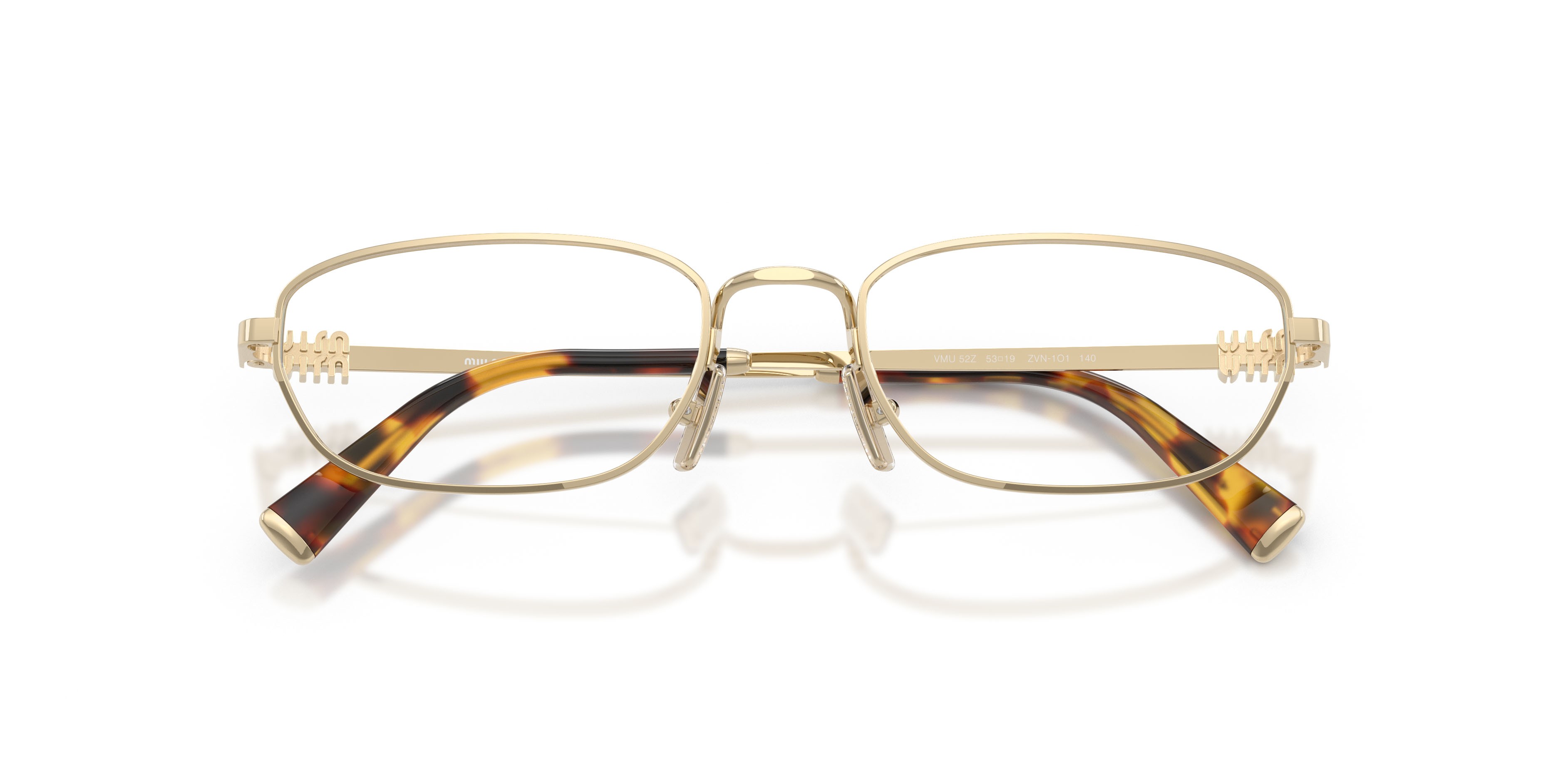 Occhiali da vista Miu Miu MU 52ZV (ZVN1O1) colore oro pallido forma irregolare lenti lente demo