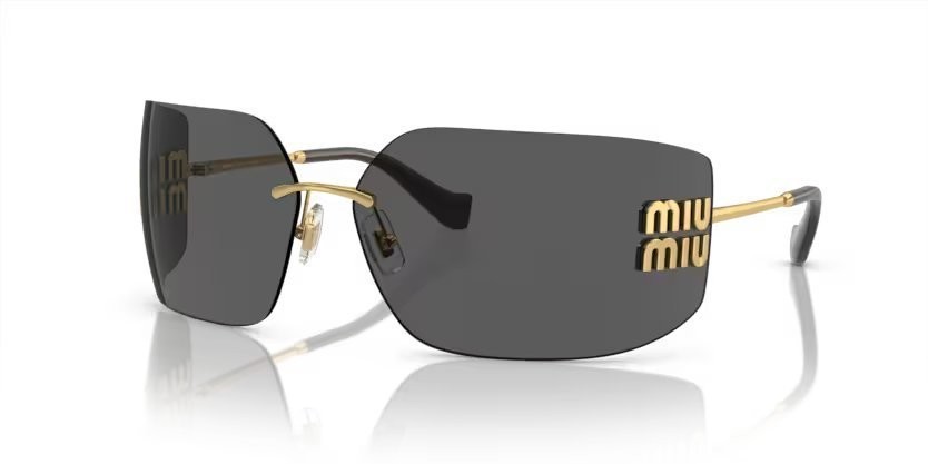 Occhiali da sole Miu Miu MU 54YS (5AK5S0) colore oro forma irregolare lenti grigio scuro