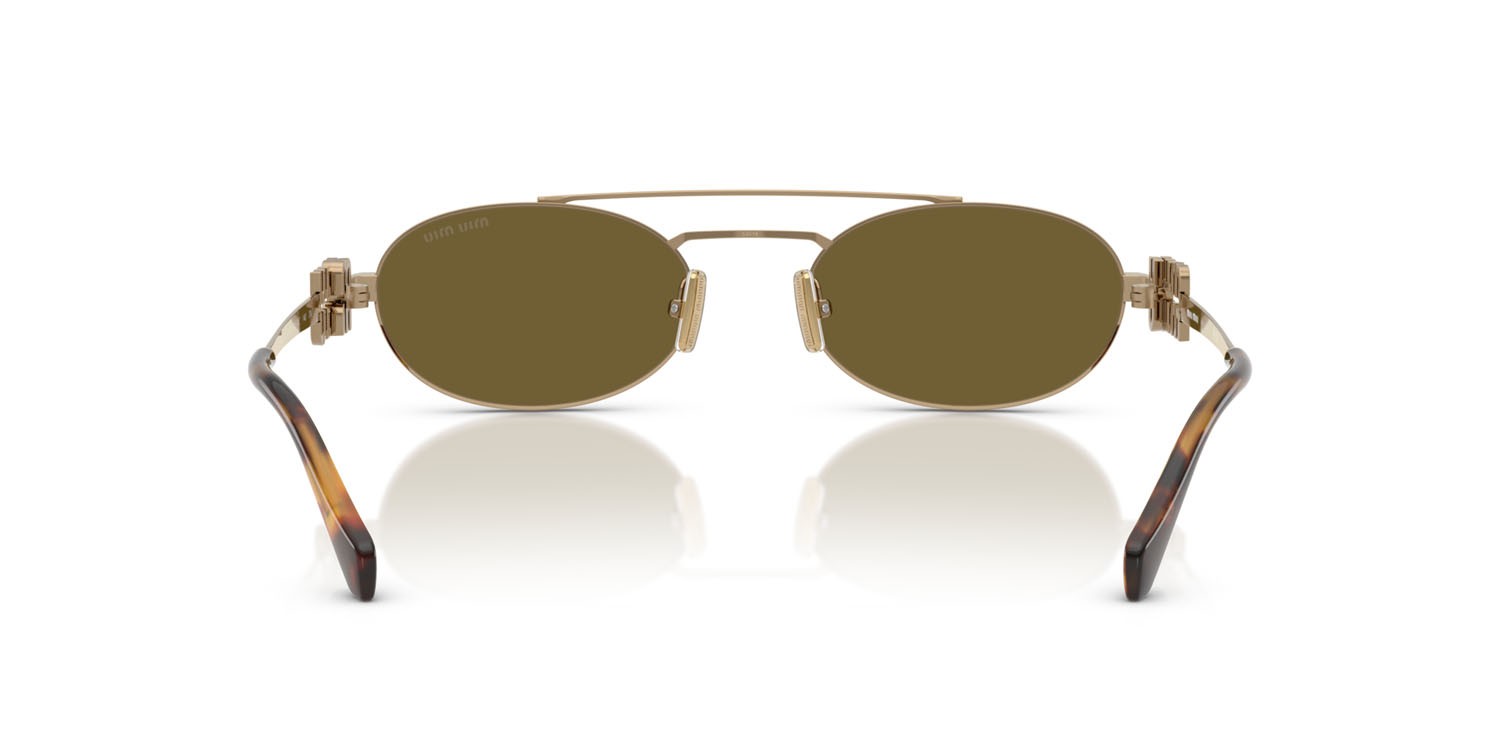 Occhiali da sole Miu Miu MU 54ZS (7OE09Z) colore oro ottone forma ovale lenti marrone scuro