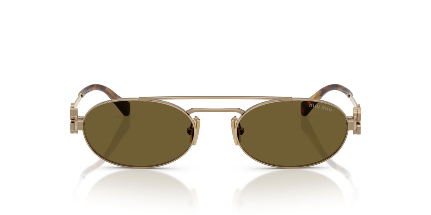 Occhiali da sole Miu Miu MU 54ZS (7OE09Z) colore oro ottone forma ovale lenti marrone scuro