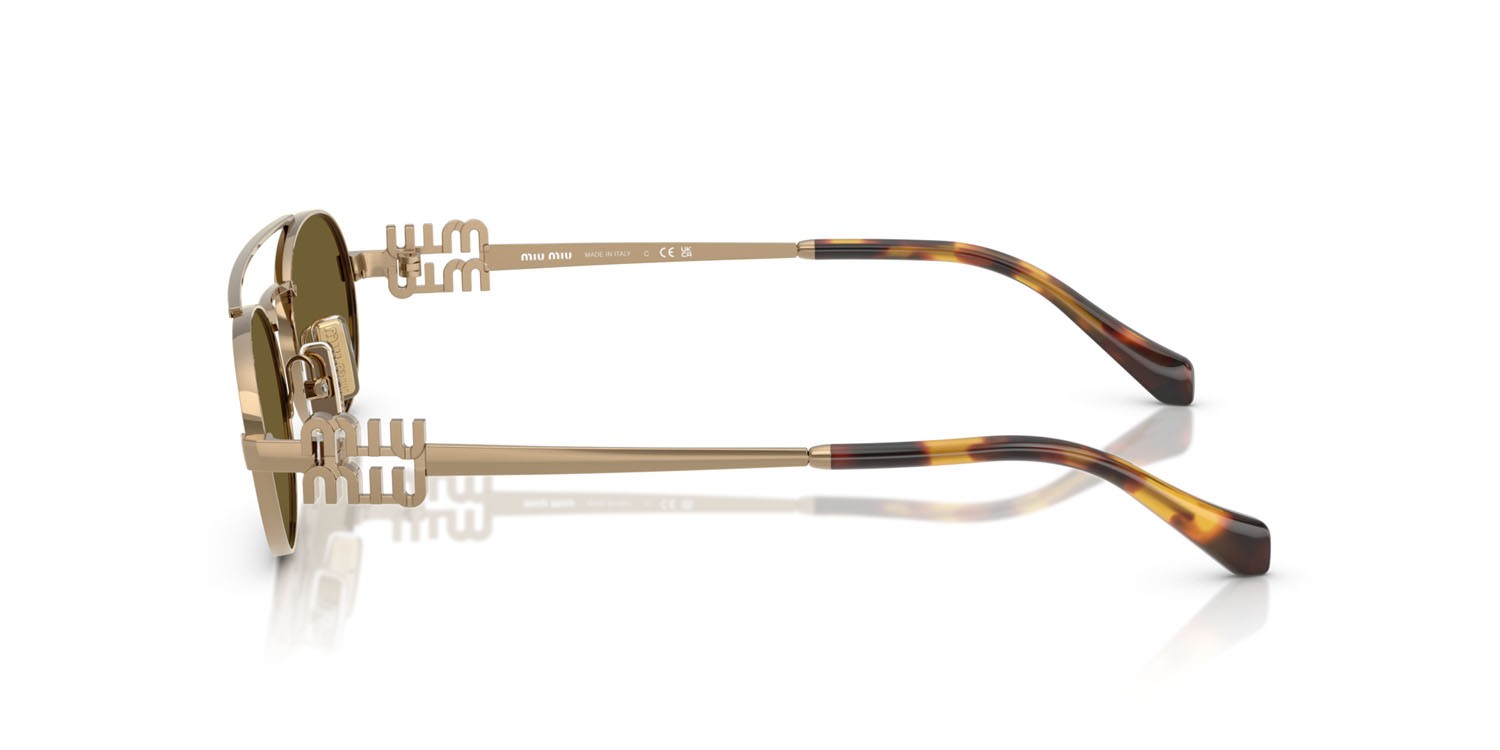 Occhiali da sole Miu Miu MU 54ZS (7OE09Z) colore oro ottone forma ovale lenti marrone scuro