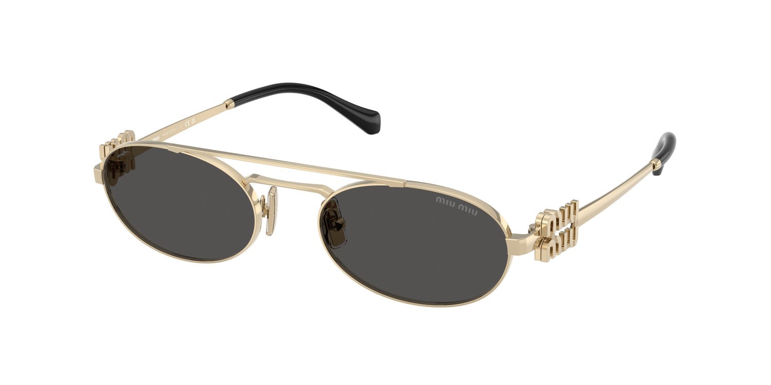 Occhiali da sole Miu Miu MU 54ZS (ZVN08Z) colore oro pallido forma ovale lenti grigio scuro