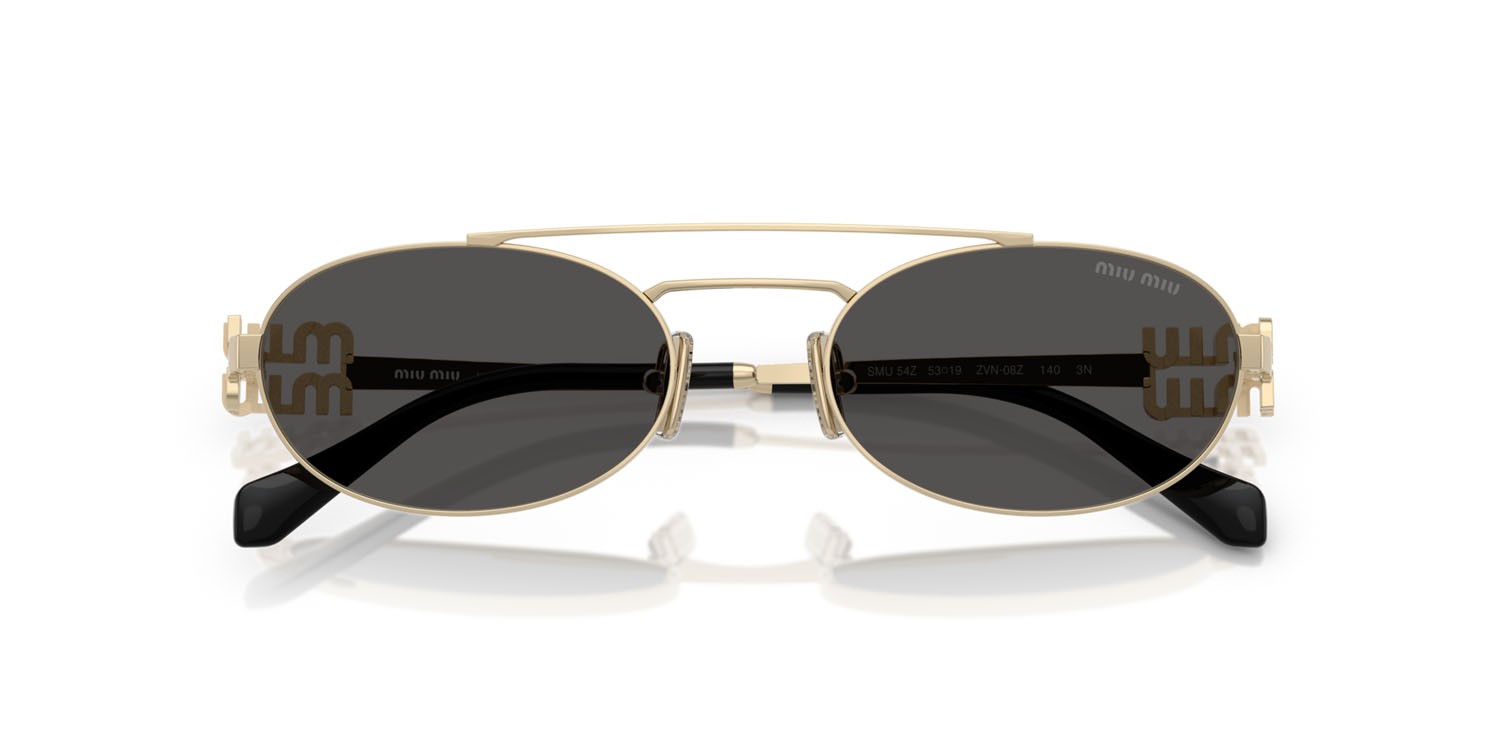 Occhiali da sole Miu Miu MU 54ZS (ZVN08Z) colore oro pallido forma ovale lenti grigio scuro