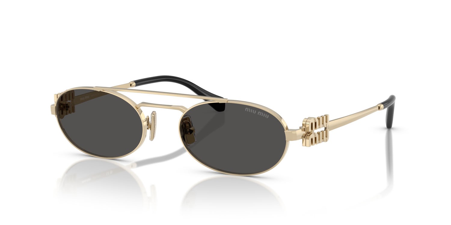 Occhiali da sole Miu Miu MU 54ZS (ZVN08Z) colore oro pallido forma ovale lenti grigio scuro