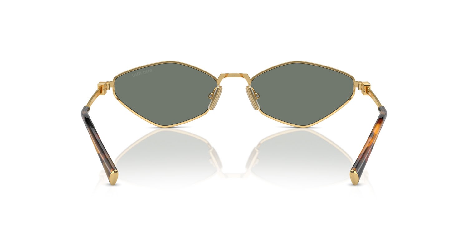 Occhiali da sole Miu Miu MU 56ZS (5AK04M) colore oro forma irregolare lenti verde con specchiatura argento interna