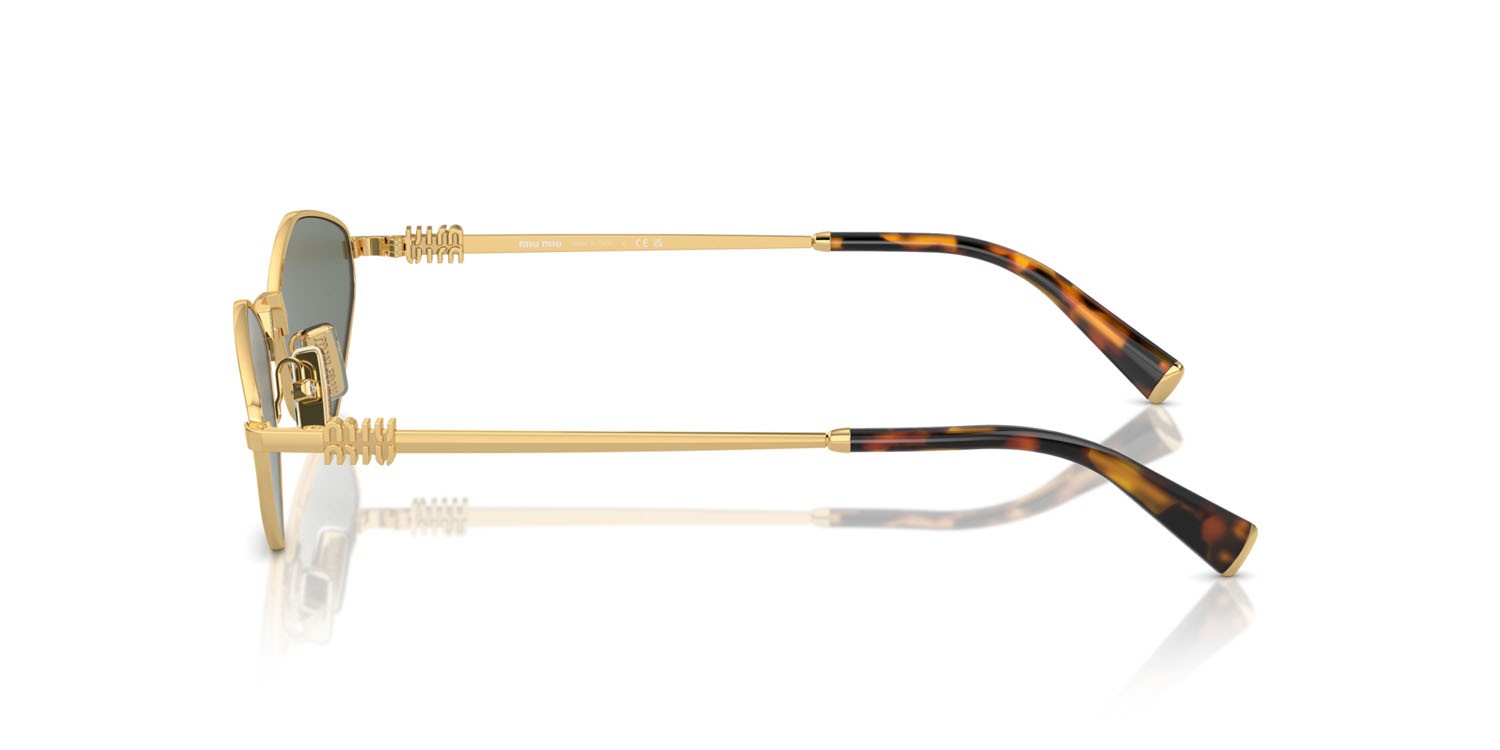 Occhiali da sole Miu Miu MU 56ZS (5AK04M) colore oro forma irregolare lenti verde con specchiatura argento interna