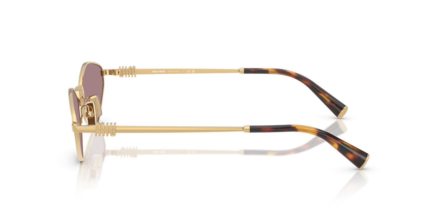 Occhiali da sole Miu Miu MU 56ZS (5AK20I) colore oro forma irregolare lenti viola chiaro/marrone