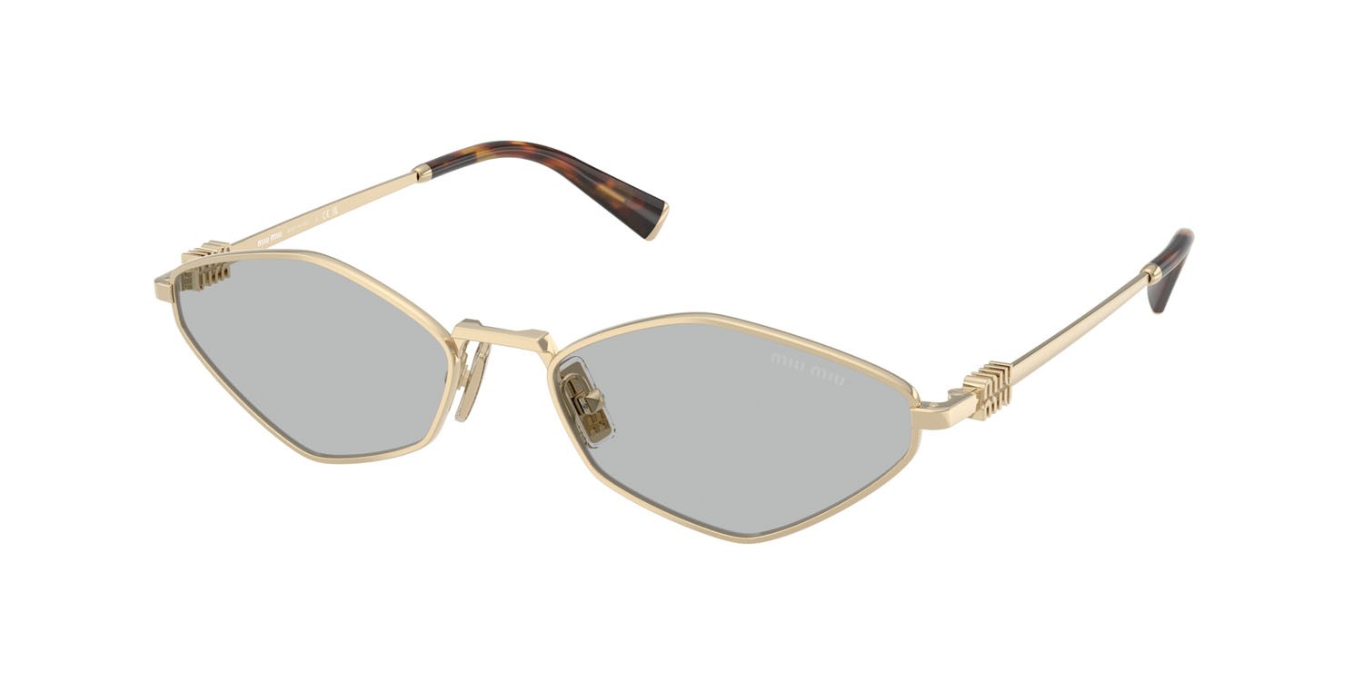Occhiali da sole Miu Miu MU 56ZS (ZVN50K) colore oro pallido forma irregolare lenti grigio chiaro